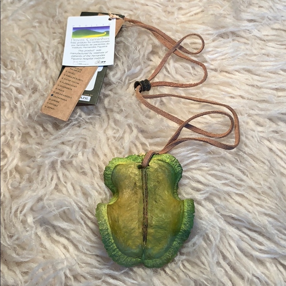 Natural REAL SEED Cross-Leather Necklace -Brazil